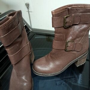 Sam Edelman Brown Buckled Moto Boots